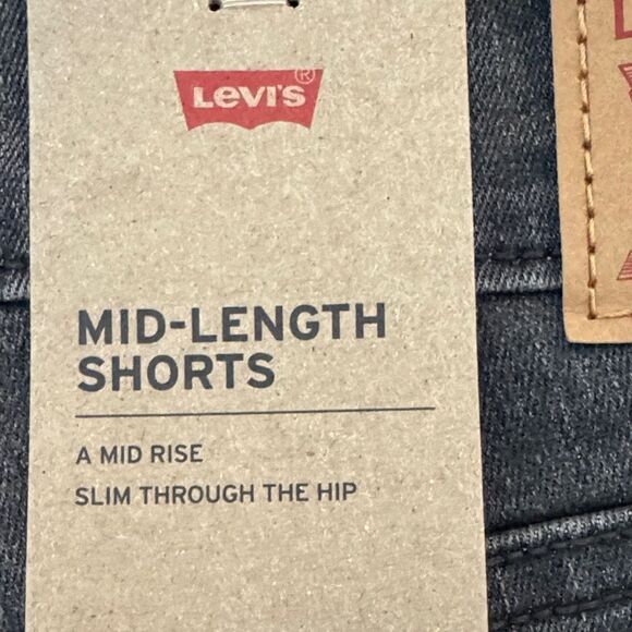 Levi's Charcoal Mid Length Denim Jean Shorts - Picture 3 of 6